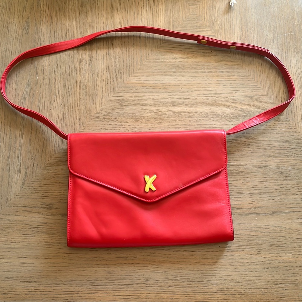 Paloma Picasso Red Leather Convertible Hangbag